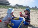 Playing at the beach
